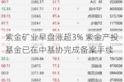 紫金矿业早盘涨超3% 紫金产投基金已在中基协完成备案手续