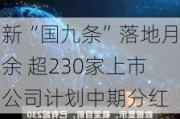 新“国九条”落地月余 超230家上市公司计划中期分红