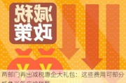 两部门再出减税惠企大礼包：这些费用可部分抵免当年应纳税额