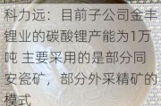 科力远：目前子公司金丰锂业的碳酸锂产能为1万吨 主要采用的是部分同安瓷矿，部分外采精矿的模式