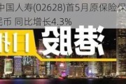 【港股通】中国人寿(02628)首5月原保险保费收入约4,157亿元人民币 同比增长4.3%