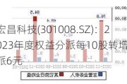 宏昌科技(301008.SZ)：2023年度权益分派每10股转增4股派6元