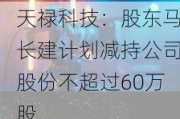 天禄科技：股东马长建计划减持公司股份不超过60万股