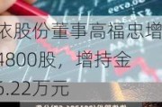 依依股份董事高福忠增持4800股，增持金额6.22万元