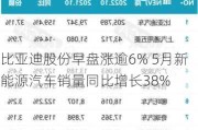 比亚迪股份早盘涨逾6% 5月新能源汽车销量同比增长38%