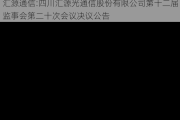 汇源通信:四川汇源光通信股份有限公司第十二届监事会第二十次会议决议公告