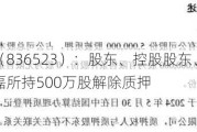 航泰股份（836523）：股东、控股股东、董事长兼总经理杜磊所持500万股解除质押