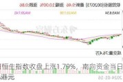 6月3日恒生指数收盘上涨1.79%，南向资金当日净流入34.0亿港元