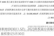 海象新材(003011.SZ)：2023年权益分派每10股派6元 股权登记5月30日