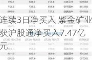 连续3日净买入 紫金矿业获沪股通净买入7.47亿元