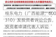 桂东电力（广西能源，600310）发投资者诉讼公告，投资者申请代表人诉讼