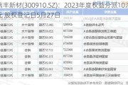 瑞丰新材(300910.SZ)：2023年度权益分派10派13元 股权登记日5月27日