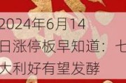 2024年6月14日涨停板早知道：七大利好有望发酵