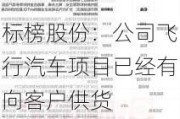 标榜股份：公司飞行汽车项目已经有向客户供货