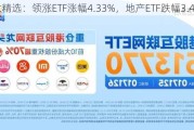 亚太精选：领涨ETF涨幅4.33%，地产ETF跌幅3.41%