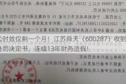 诉讼时效仅剩一个月！江苏舜天（600287）收到行政处罚决定书，连续13年财务造假！