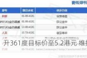 中金公司：升361度目标价至5.2港元 维持“跑赢行业”评级