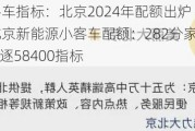 新能源小客车指标：北京2024年配额出炉 家庭积分入围线持平北京新能源小客车配额：282分家庭最高 30.6万家庭竞逐58400指标