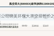 新三板创新层公司锦美环保大宗交易折价29.7%，成交金额63.8万元