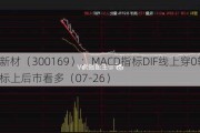 天晟新材（300169）：MACD指标DIF线上穿0轴-技术指标上后市看多（07-26）