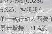 鹏都农牧(002505.SZ)：控股股东的一致行动人***和汇累计增持1.31%股份