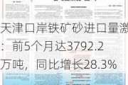 天津口岸铁矿砂进口量激增：前5个月达3792.2万吨，同比增长28.3%