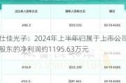 仕佳光子：2024年上半年归属于上市公司股东的净利润约1195.63万元