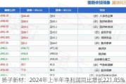 扬子新材：2024年上半年净利润同比增长221.85%