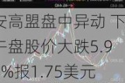 安高盟盘中异动 下午盘股价大跌5.91%报1.75美元