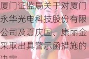 厦门证监局关于对厦门永华光电科技股份有限公司及夏庆国、康丽金***取出具警示函措施的决定