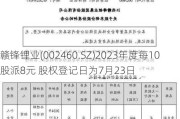 赣锋锂业(002460.SZ)2023年度每10股派8元 股权登记日为7月23日