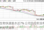 硕世生物快速跳水近7% 公司回应称没有未披露的利空消息