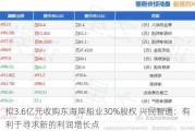 拟3.6亿元收购东海岸船业30%股权 兴民智通：有利于寻求新的利润增长点