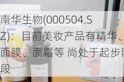 南华生物(000504.SZ)：目前美妆产品有精华、面膜、面霜等 尚处于起步阶段