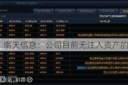 南天信息：公司目前无注入资产的***