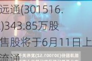 中远通(301516.SZ)343.85万股限售股将于6月11日上市流通