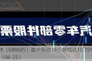 迈信林（688685）盘中异动 股价振幅达10.35%  上涨6.93%（06-25）