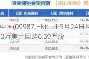 百胜中国(09987.HK)：于5月24日斥资约240万美元回购6.69万股