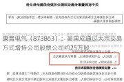 康晋电气（873863）：吴国成通过大宗交易方式增持公司股票公司约25万股