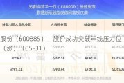 宏发股份（600885）：股价成功突破年线压力位-后市看多（涨）（05-31）