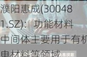 濮阳惠成(300481.SZ)：功能材料中间体主要用于有机光电材料等领域