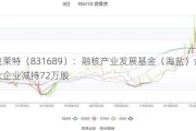 克莱特（831689）：融核产业发展基金（海盐）合伙企业减持72万股