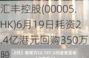 汇丰控股(00005.HK)6月19日耗资2.4亿港元回购350万股