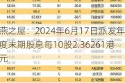 燕之屋：2024年6月17日派发年度末期股息每10股2.36261港元