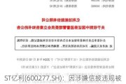 ST亿利(600277.SH)：因涉嫌信披违规被证监会立案