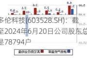 多伦科技(603528.SH)：截至2024年6月20日公司股东总数是78794户