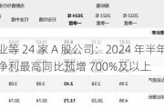 洛阳钼业等 24 家 A 股公司：2024 年半年度业绩预告，净利最高同比预增 700%及以上