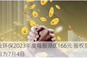 创业环保2023年度每股派0.166元 股权登记日为7月4日