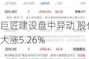 巨匠建设盘中异动 股价大涨5.26%