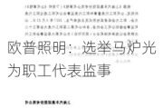 欧普照明：选举马炉光为职工代表监事